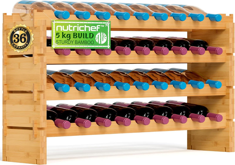 Bamboo Wine Rack Freestanding 8-Tier 72 Bottle Holder