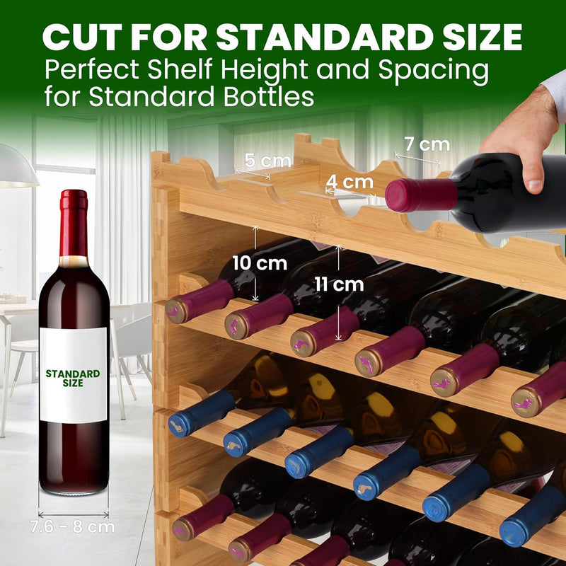 Bamboo Wine Rack Freestanding 8-Tier 72 Bottle Holder