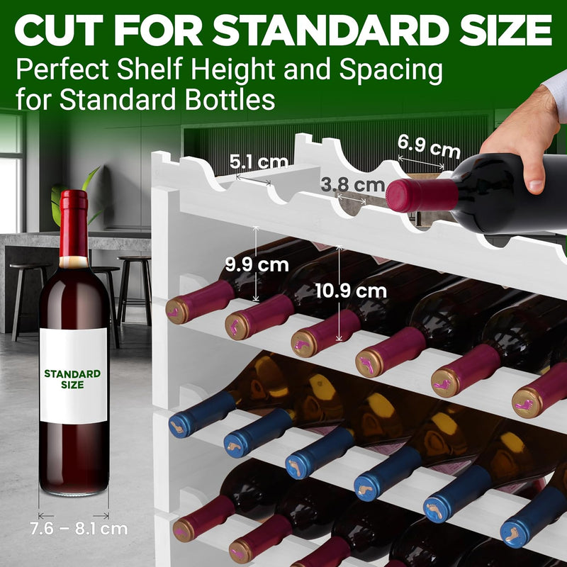 Bamboo Wine Rack Freestanding 8-Tier 72 Bottle Holder