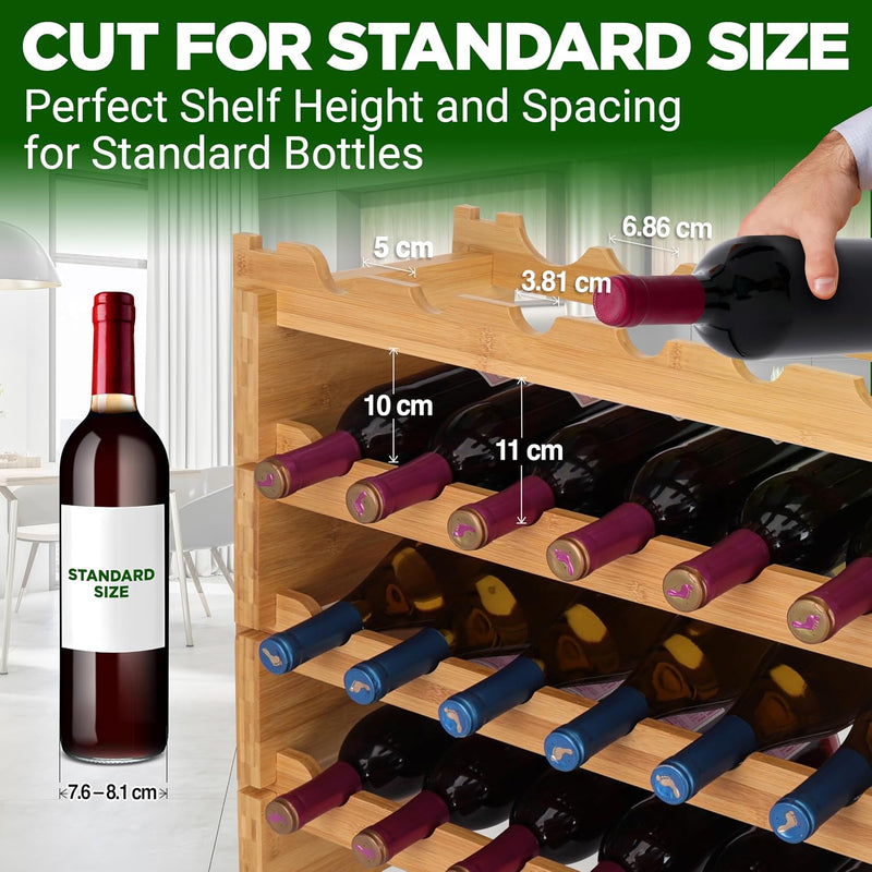 Bamboo Wine Rack Freestanding 8-Tier 72 Bottle Holder