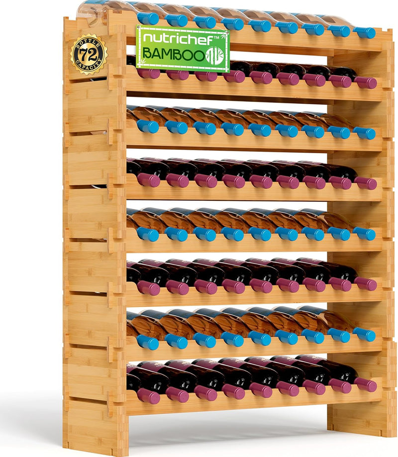 Bamboo Wine Rack Freestanding 8-Tier 72 Bottle Holder