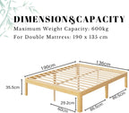 Bamboo Wood Bed Frame with Metal Slats Support