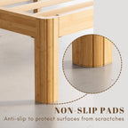 Bamboo Wood Bed Frame with Metal Slats Support