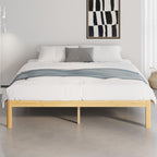 Bamboo Wood Bed Frame with Metal Slats Support
