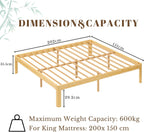 Bamboo Wood Bed Frame with Metal Slats Support