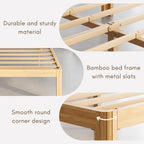 Bamboo Wood Bed Frame with Metal Slats Support
