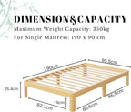Bamboo Wood Bed Frame with Metal Slats Support
