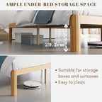 Bamboo Wood Bed Frame with Metal Slats Support