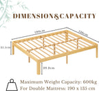 Bamboo Wood Bed Frame with Metal Slats Support