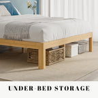Bamboo Wood Bed Frame with Metal Slats Support
