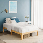 Bamboo Wood Bed Frame with Metal Slats Support