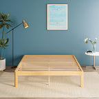 Bamboo Wood Bed Frame with Metal Slats Support