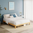 Bamboo Wood Bed Frame with Metal Slats Support