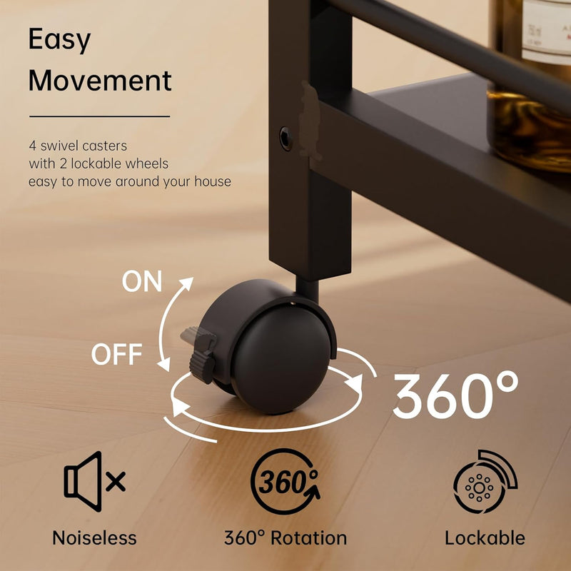 Bar Cart for the Home Serving with Wheels