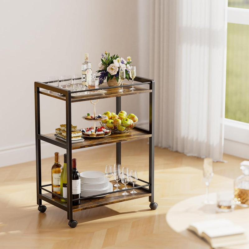 Bar Cart for the Home Serving with Wheels
