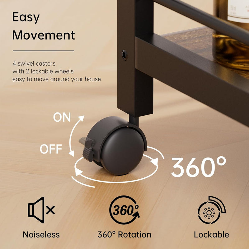 Bar Cart for the Home Serving with Wheels