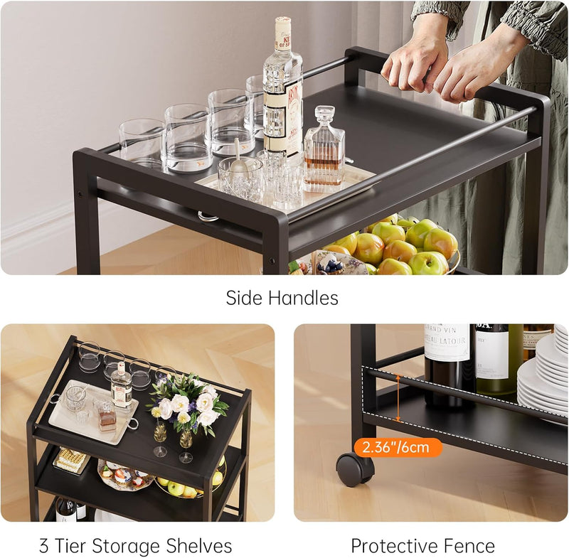 Bar Cart for the Home Serving with Wheels