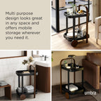 Bar Cart Rolling 2-Tier Storage Walnut