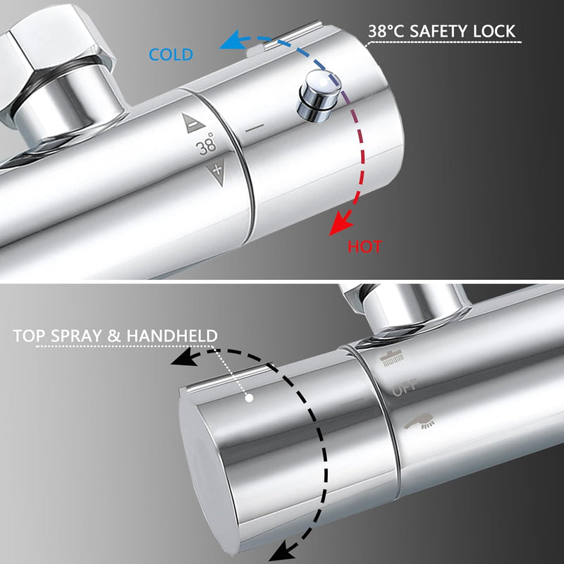 Bar Mixer Shower Set System Adjustable Height Riser