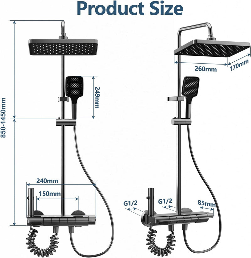Bar Shower Mixer 2-Function Tap with Height-Adjustable Rail
