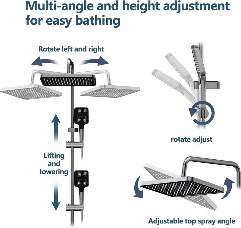 Bar Shower Mixer 2-Function Tap with Height-Adjustable Rail