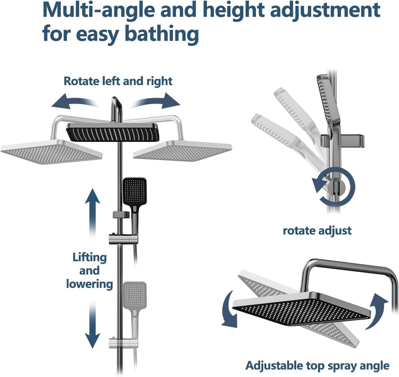 Bar Shower Mixer 2-Function Tap with Height-Adjustable Rail