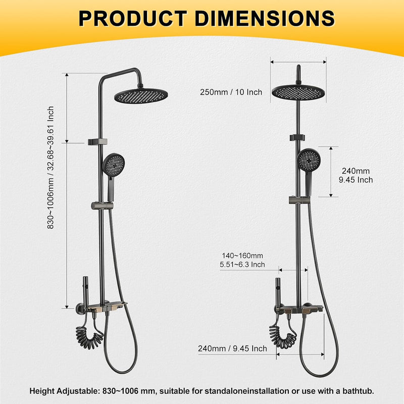 Bar Shower Mixer 2-Function Tap with Height-Adjustable Rail