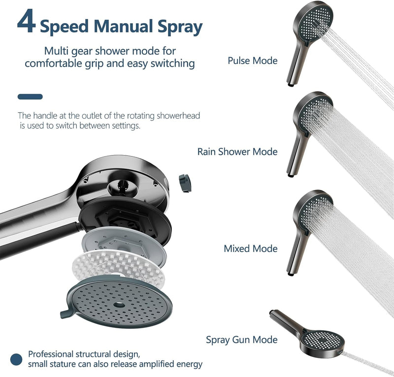 Bar Shower Mixer 2-Function Tap with Height-Adjustable Rail