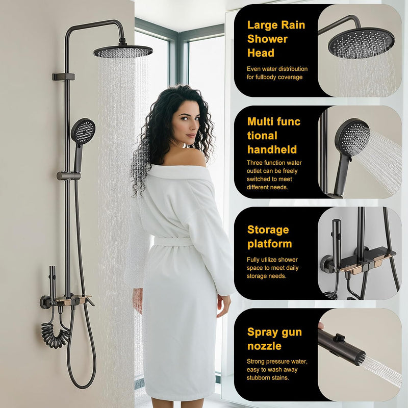 Bar Shower Mixer 2-Function Tap with Height-Adjustable Rail