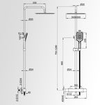 Bar Shower Mixer Set 12" Rainfall with 3-Mode