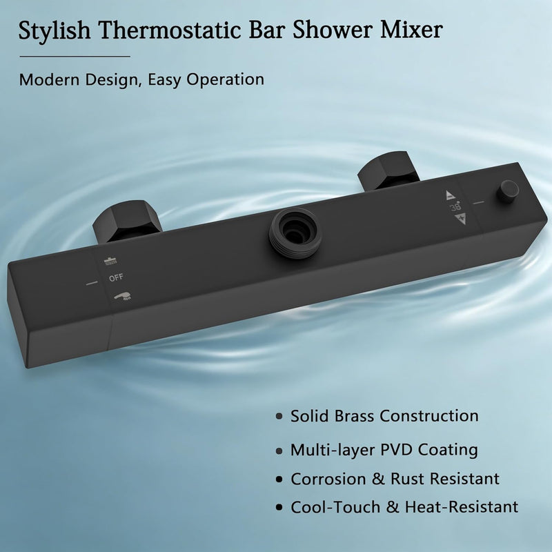 Thermostatic Bar Shower Mixer Set 12" Rainfall