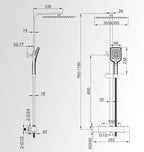 Bar Shower Mixer Set 12" Rainfall with 3-Mode