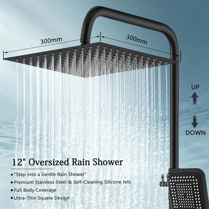 Thermostatic Bar Shower Mixer Set 12" Rainfall