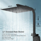 Bar Shower Mixer Set 12" Rainfall with 3-Mode