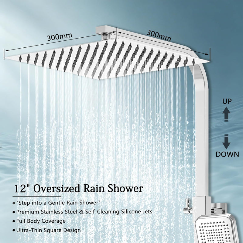 Thermostatic Bar Shower Mixer Set 12" Rainfall