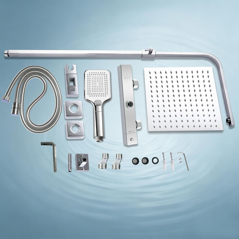 Thermostatic Bar Shower Mixer Set 12" Rainfall