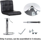Bar Stool PU Leather with Backrest Height Adjustable