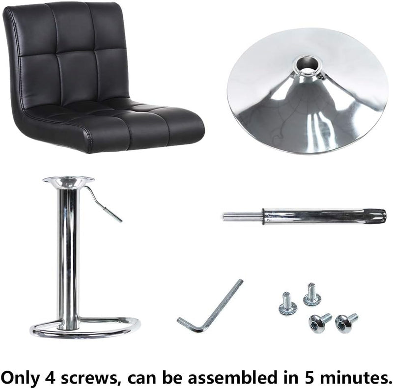 Bar Stool PU Leather with Backrest Height Adjustable