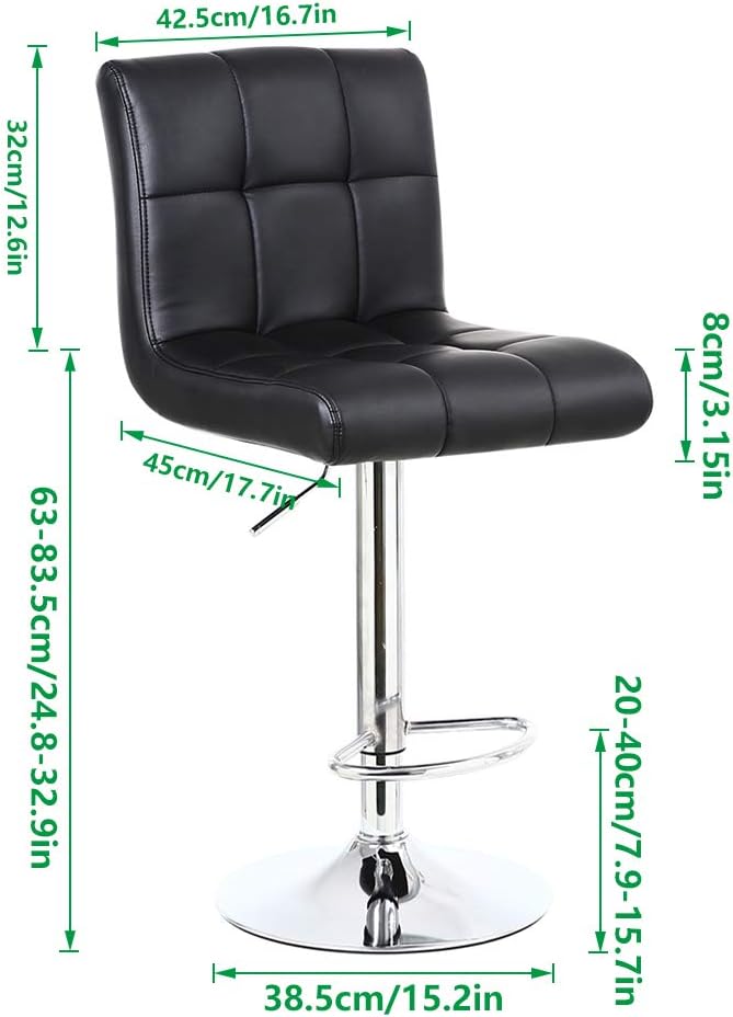 Bar Stool PU Leather with Backrest Height Adjustable