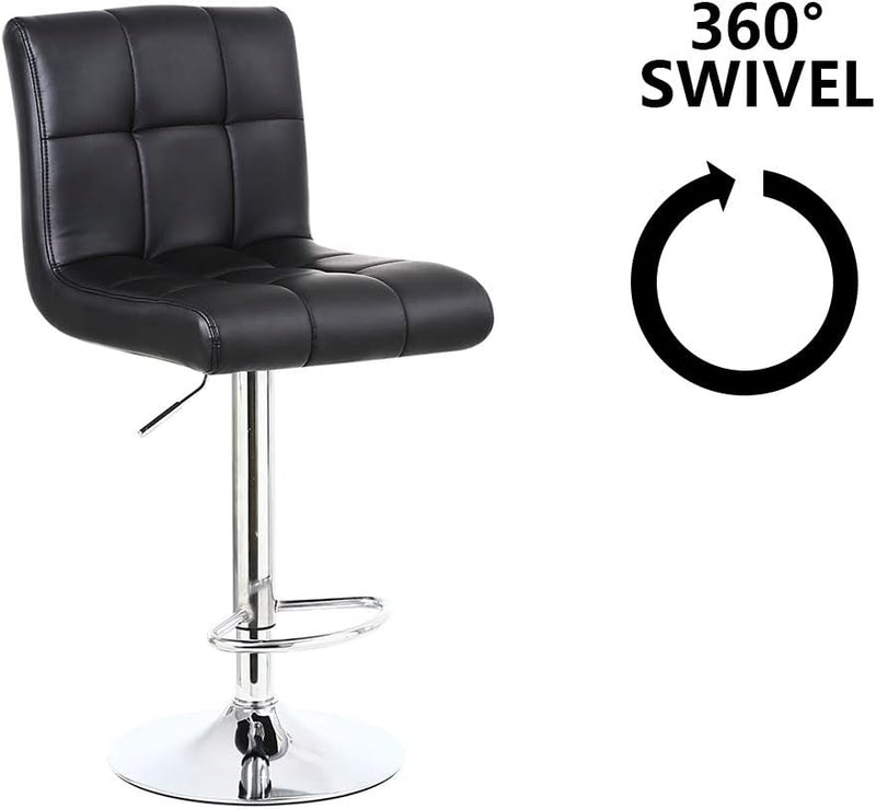 Bar Stool PU Leather with Backrest Height Adjustable