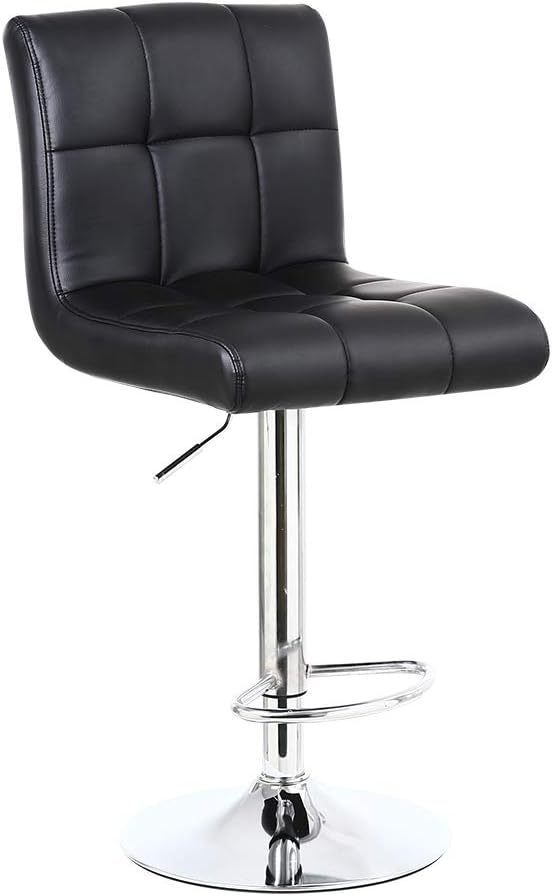 Bar Stool PU Leather with Backrest Height Adjustable