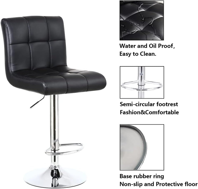 Bar Stool PU Leather with Backrest Height Adjustable