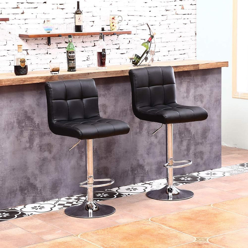 Bar Stool PU Leather with Backrest Height Adjustable
