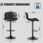 Bar Stool Swivel Chair Height-Adjustable Barstool with Backrest (Set of 3)