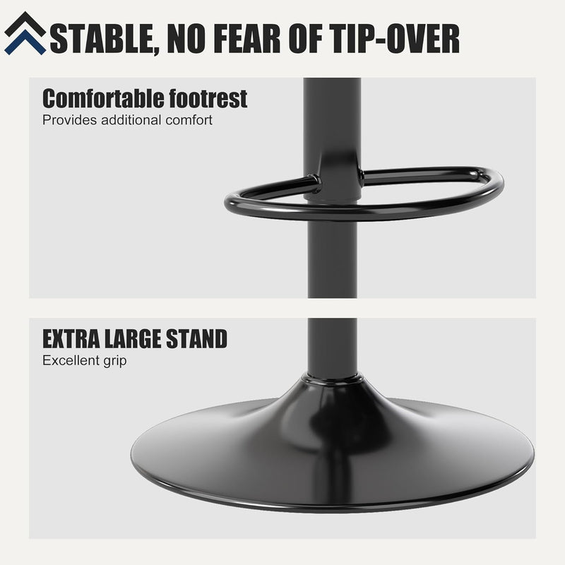 Swivel Bar Stools Backrest Height Adjustable (Set of 3)