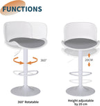 Bar Stool Swivel Chair Height-Adjustable Barstool with Backrest (Set of 3)