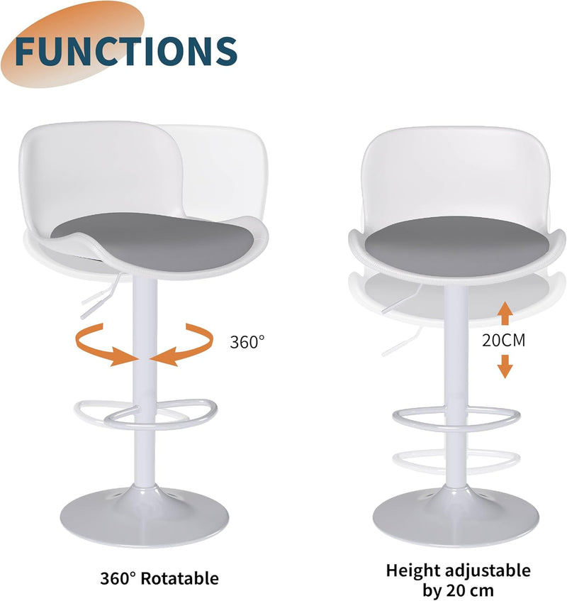 Swivel Bar Stools Backrest Height Adjustable (Set of 3)