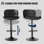 Bar Stool Swivel Chair Height-Adjustable Barstool with Backrest (Set of 3)