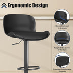 Bar Stool Swivel Chair Height-Adjustable Barstool with Backrest (Set of 3)