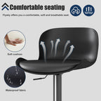 Bar Stool Swivel Chair Height-Adjustable Barstool with Backrest (Set of 3)